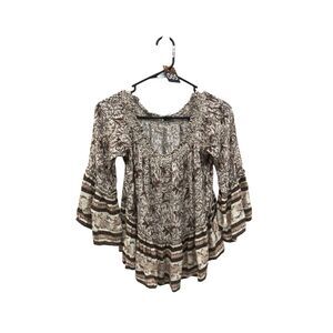 American eagle paisley print off the shoulder 3/4 sleeve blouse boho Gypsy hippi